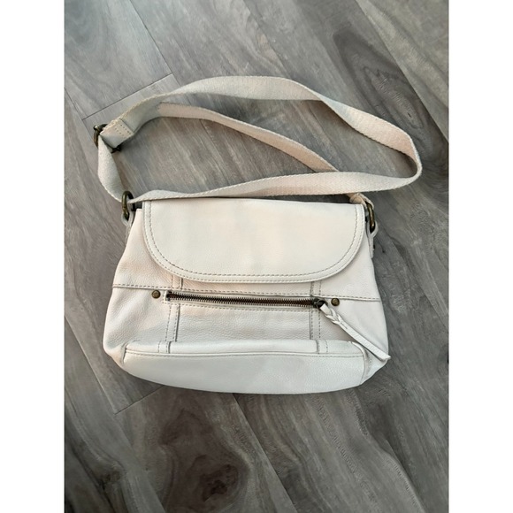 The Sak Leather Crossbody Bag Ivory Cream Pockets Adjustable Strap - Picture 10 of 12